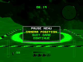 StrikePoint (PlayStation) screenshot: Pause menu.
