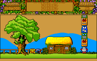 Treasure Island Dizzy (Amiga) screenshot: What happens if this unnecessary stone apply to this pillar?