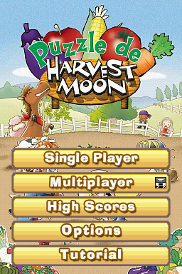 Puzzle de Harvest Moon (Nintendo DS) screenshot: Main Menu