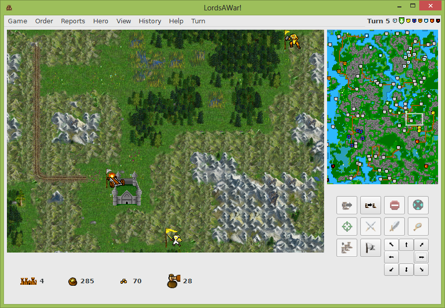 LordsAWar! (Windows) screenshot: The game also includes an alternate tileset based on graphics from <moby game="Battle for Wesnoth">The Battle for Wesnoth</moby>.