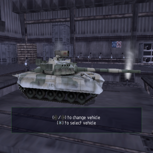 Hardware: Online Arena (PlayStation 2) screenshot: In the training missions all vehicles, from tanks to jeeps, are available