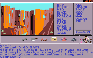 Mindshadow (Amiga) screenshot: In an alleyway.