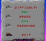 Wacky Races (Game Boy Color) screenshot: Options