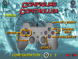 Hydro Thunder (PlayStation) screenshot: Controller configuration