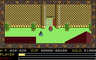 Ys: The Vanished Omens (Apple IIgs) screenshot: Adol starts out at the town gates