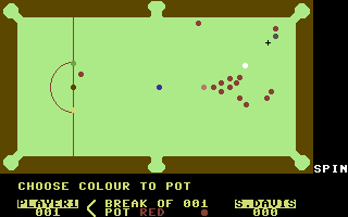 Steve Davis Snooker (Commodore 64) screenshot: I'm choosing the black ball.