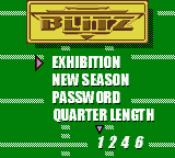 NFL Blitz (Game Boy Color) screenshot: Main Menu