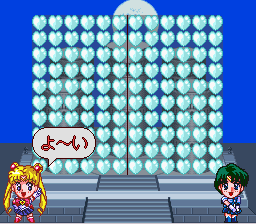 Bishōjo Senshi Sailor Moon S: Kurukkurin (SNES) screenshot: An empty board of clear hearts