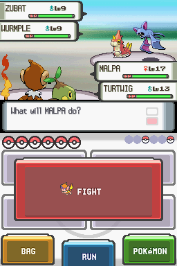 Pokémon Pearl Version (Nintendo DS) screenshot: Double battle