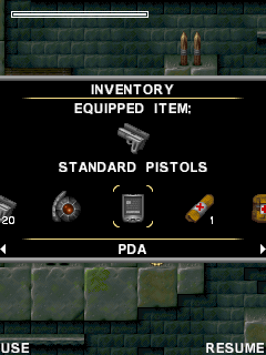 Tomb Raider: Underworld (J2ME) screenshot: Inventory