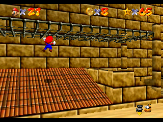 Super Mario 64 (Nintendo 64) screenshot: One of Mario's new abilities