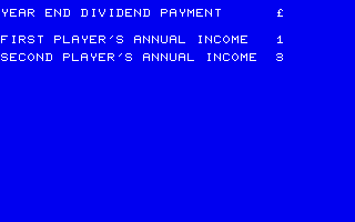 Tycoon (Sharp MZ-80K/700/800/1500) screenshot: Dividend payments