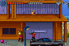 VIP (Game Boy Advance) screenshot: Quick Williams (Shaun Baker) uses shotgun...Take three bullets, please...