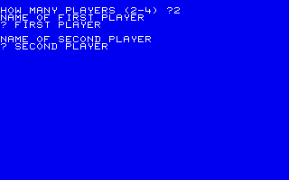 Tycoon (Sharp MZ-80K/700/800/1500) screenshot: Entering no. of players and names