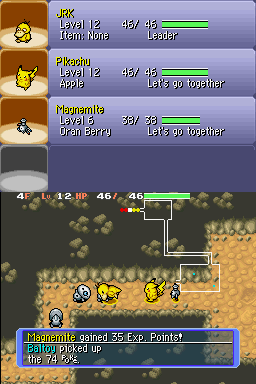 Pokémon Mystery Dungeon: Blue Rescue Team (Nintendo DS) screenshot: In the dungeon