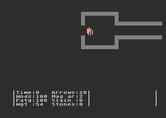 Dunjonquest: The Datestones of Ryn (Atari 8-bit) screenshot: Welcome to the dungeon