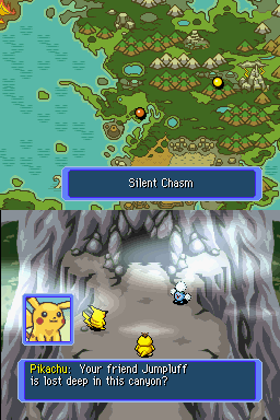 Pokémon Mystery Dungeon: Blue Rescue Team (Nintendo DS) screenshot: Silent chasm, outside