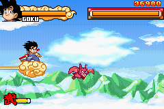 Dragon Ball: Advanced Adventure (Game Boy Advance) screenshot: Air combat scene