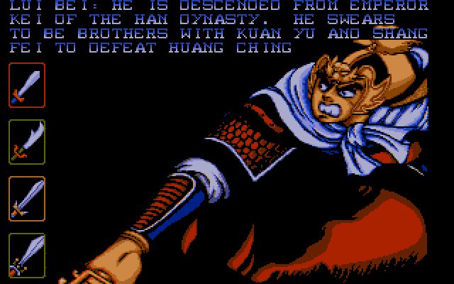 Dynasty Wars (Amiga) screenshot: Character Bio (I)