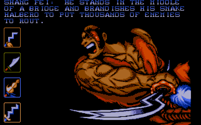 Dynasty Wars (Amiga) screenshot: Character Bio (II)