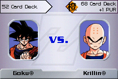 Dragon Ball Z Collectible Card Game (Game Boy Advance) screenshot: A game between Goku and Krillin