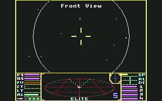 Elite (Commodore 64) screenshot: Flying in space