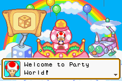 Mario Party Advance (Game Boy Advance) screenshot: A mushroom that welcomes you.