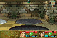Mazes of Fate (Game Boy Advance) screenshot: This puzzle involves stepping on the correct pressure plates