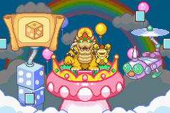 Mario Party Advance (Game Boy Advance) screenshot: Unfortunately Bowser comes and scatters all gadgets and minigames.