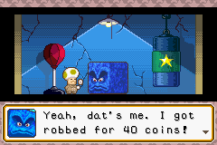 Mario Party Advance (Game Boy Advance) screenshot: This guy's been robbed and asks you to solve the mystery.