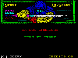 Ninja Gaiden (ZX Spectrum) screenshot: Press fire to start.
