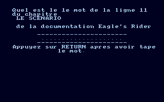 Eagle's Rider (Atari ST) screenshot: Doc Check (in French)