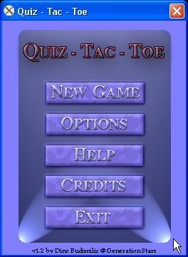 Quiz - Tac - Toe (Windows) screenshot: Main menu