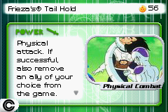 Dragon Ball Z Collectible Card Game (Game Boy Advance) screenshot: A card and its attributes