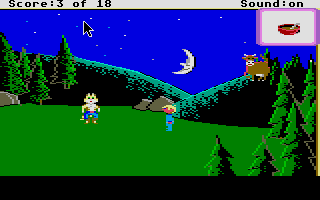 Mixed-Up Mother Goose (Atari ST) screenshot: If I had the fiddle with me, I could get a little song and dance show!
