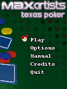 Texas Poker (J2ME) screenshot: Menu screen