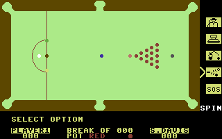 Steve Davis Snooker (Commodore 64) screenshot: Select option
