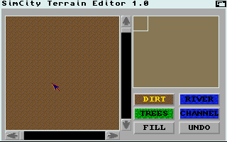Sim City: Terrain Editor (Amiga) screenshot: Blank map.