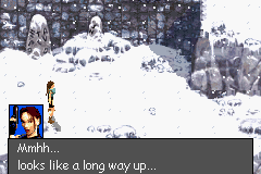 Lara Croft: Tomb Raider - The Prophecy (Game Boy Advance) screenshot: Lara in starting position says her comments...