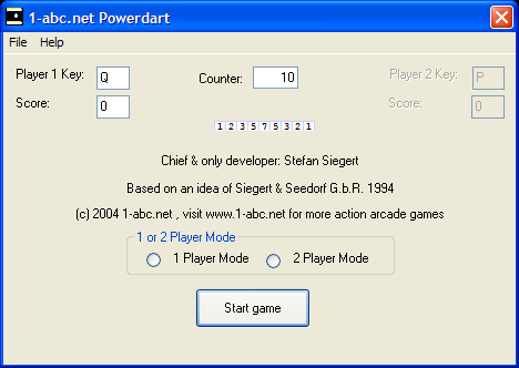 Powerdart (Windows) screenshot: Main menu