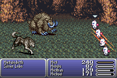 Final Fantasy III (Game Boy Advance) screenshot: The Mogs are fighting.