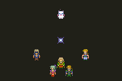 Final Fantasy III (Game Boy Advance) screenshot: Selecting a character to continue when they're separated.