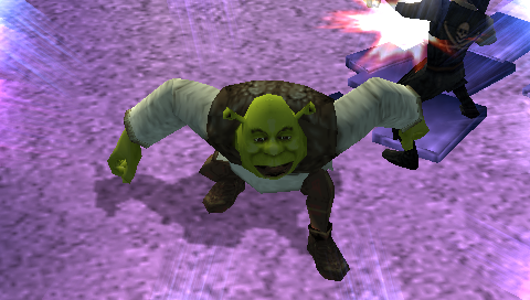 Shrek the Third (PSP) screenshot: Shrek uses his Ogre Power!