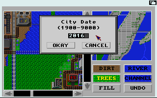 Sim City: Terrain Editor (Amiga) screenshot: You can set the year for the map.