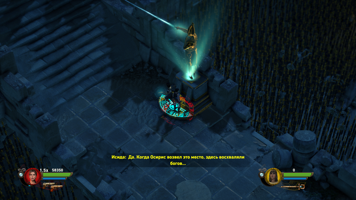 Lara Croft and the Temple of Osiris (Windows) screenshot: The statues show the direction to the next objective