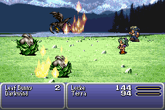 Final Fantasy III (Game Boy Advance) screenshot: Terra casting Fire magic.
