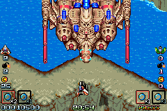 Invader (Game Boy Advance) screenshot: The first enemy dwarfs your spaceship.