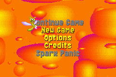 Spyro 2: Season of Flame (Game Boy Advance) screenshot: Main menu