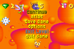 Spyro 2: Season of Flame (Game Boy Advance) screenshot: In-game menu