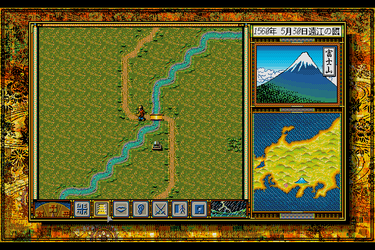 Taikō Risshiden (Sharp X68000) screenshot: Traveling the land